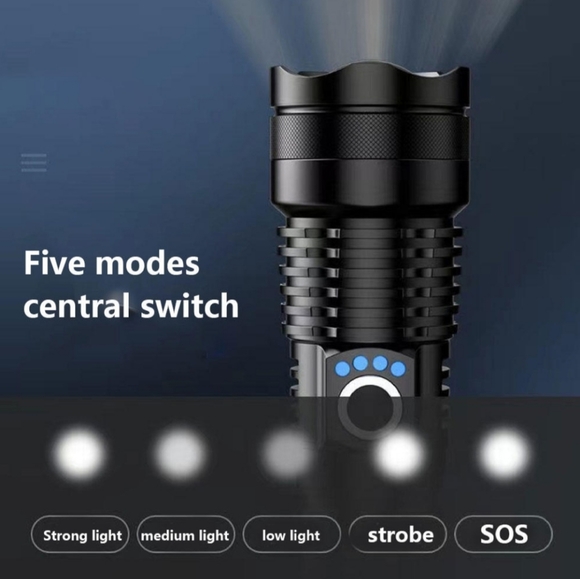 Flashlight Rechargeable Tactical 1200 Lumens 6000K daylight - Picture 8 of 11